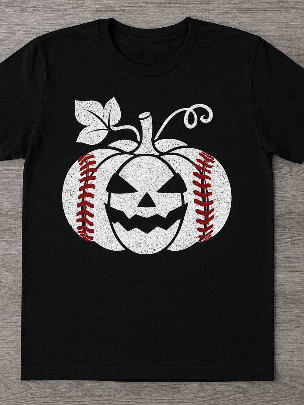 Baseball Player Scary Pumpkin Halloween Graphic T-Shirt
